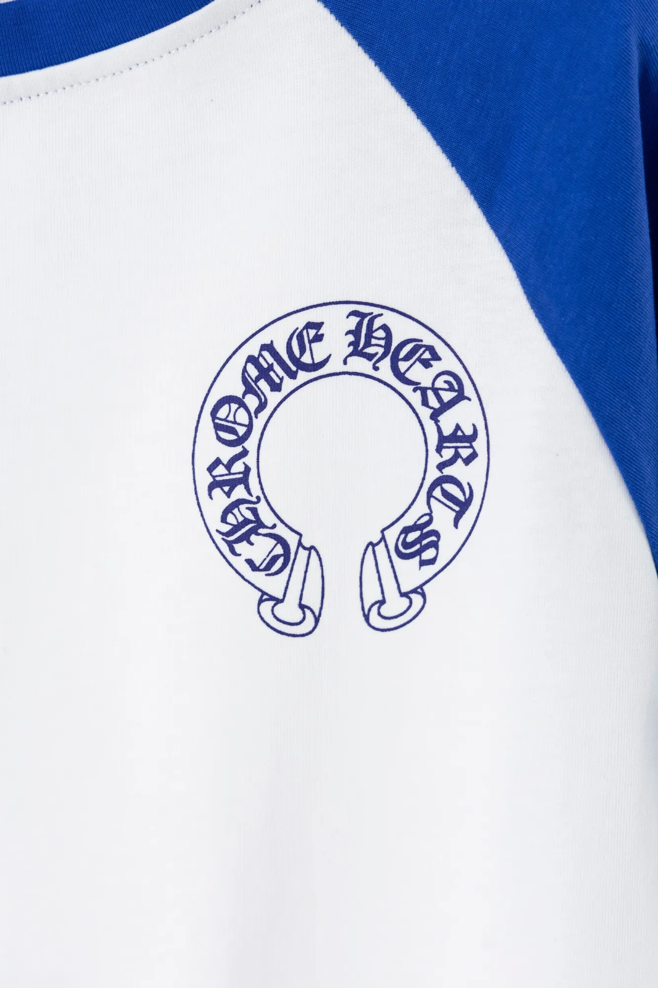 P150 Style #k01 Chrome Hearts/Chrome Heart 23ss Sanskrit horseshoe stitching printed popular long-sleeved T-shirt 260g 70 pure cotton double yarn, skin-friendly, comfortable, soft and breathable, matching thread, long-term washing without deformation Color: white black white blue -Size: S M L XL